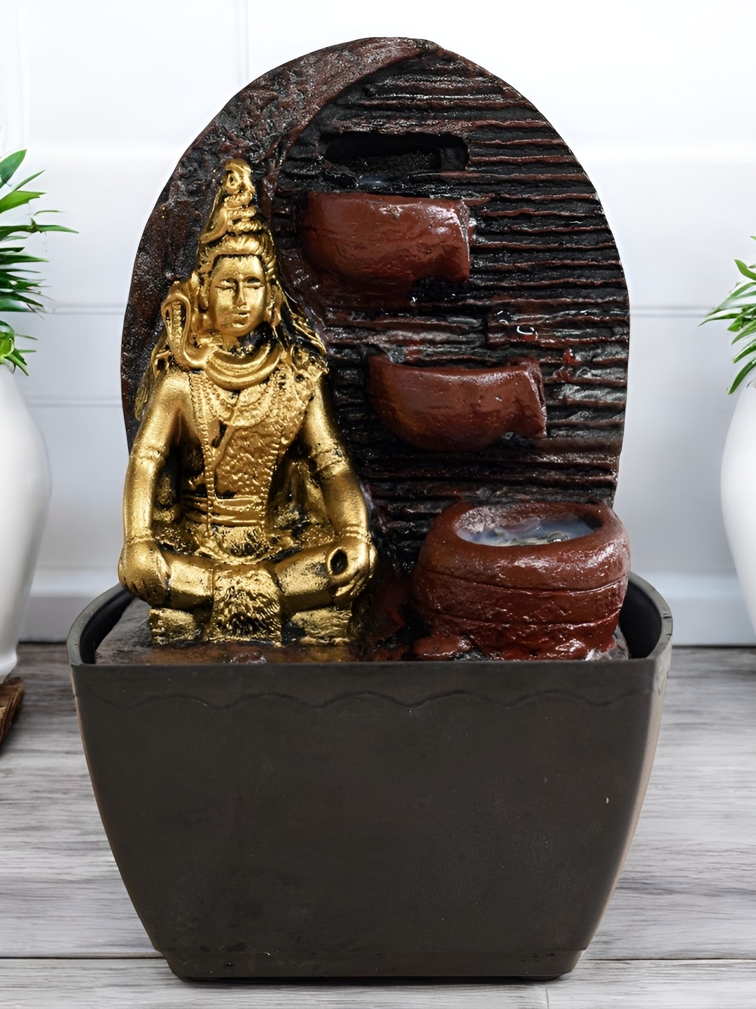 

VIVARS CRAFT Black Lord Shiva Water Fountains With Led Lights