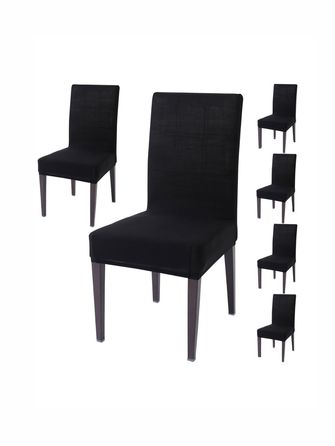 

HOKIPO Black Set Of 6 Dining Chair Cover Seater Stretchable Elastic Slip Covers