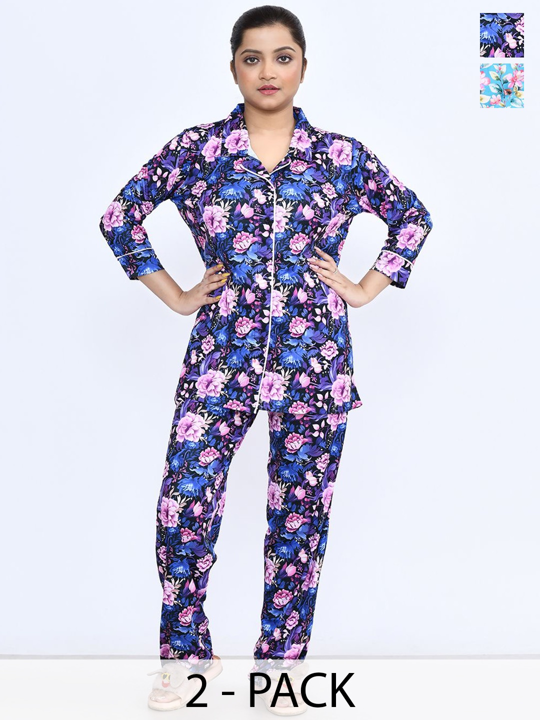 

RAPL Women Printed Night suit, Blue
