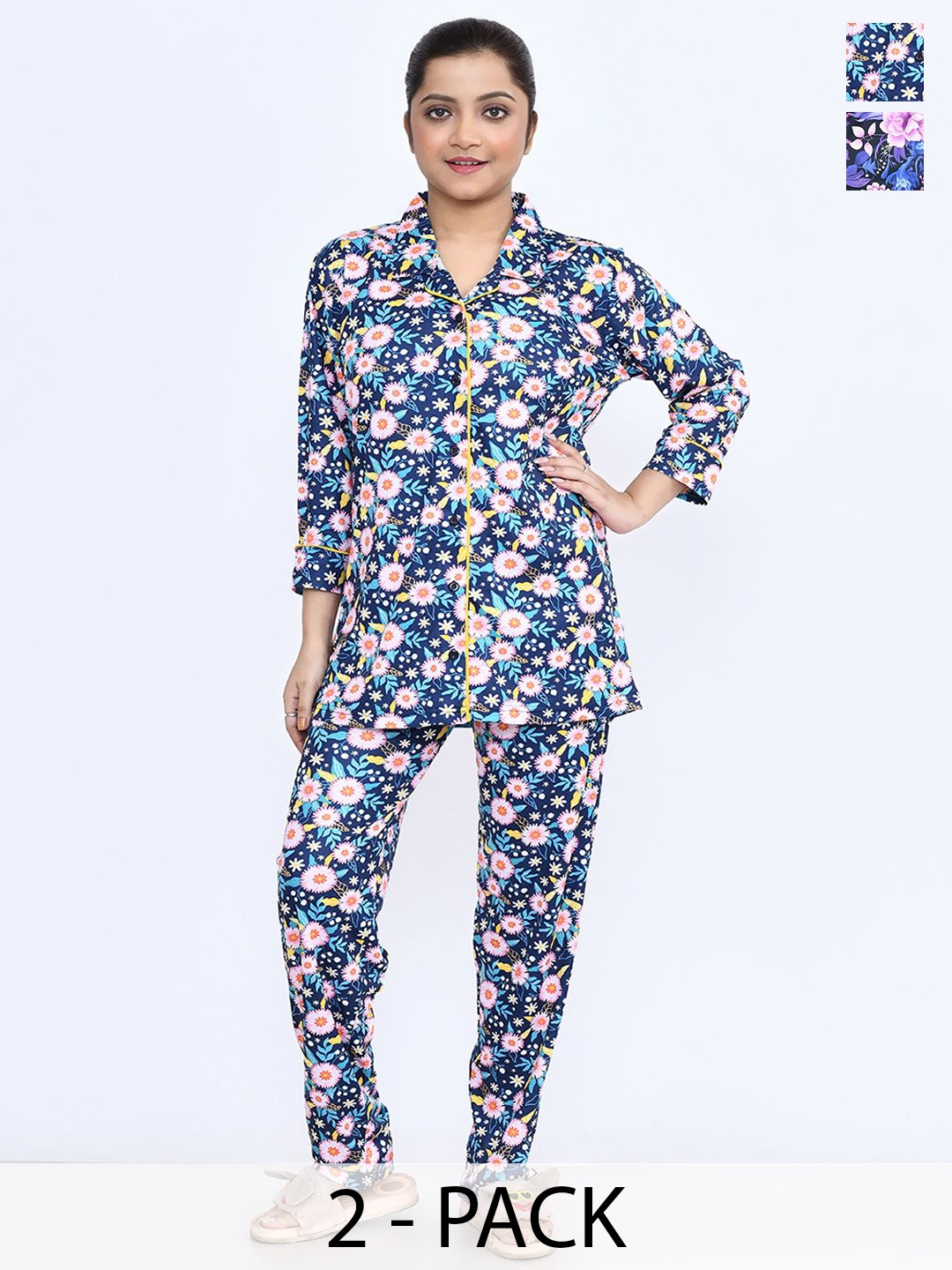 

RAPL Women Printed Night suit, Navy blue