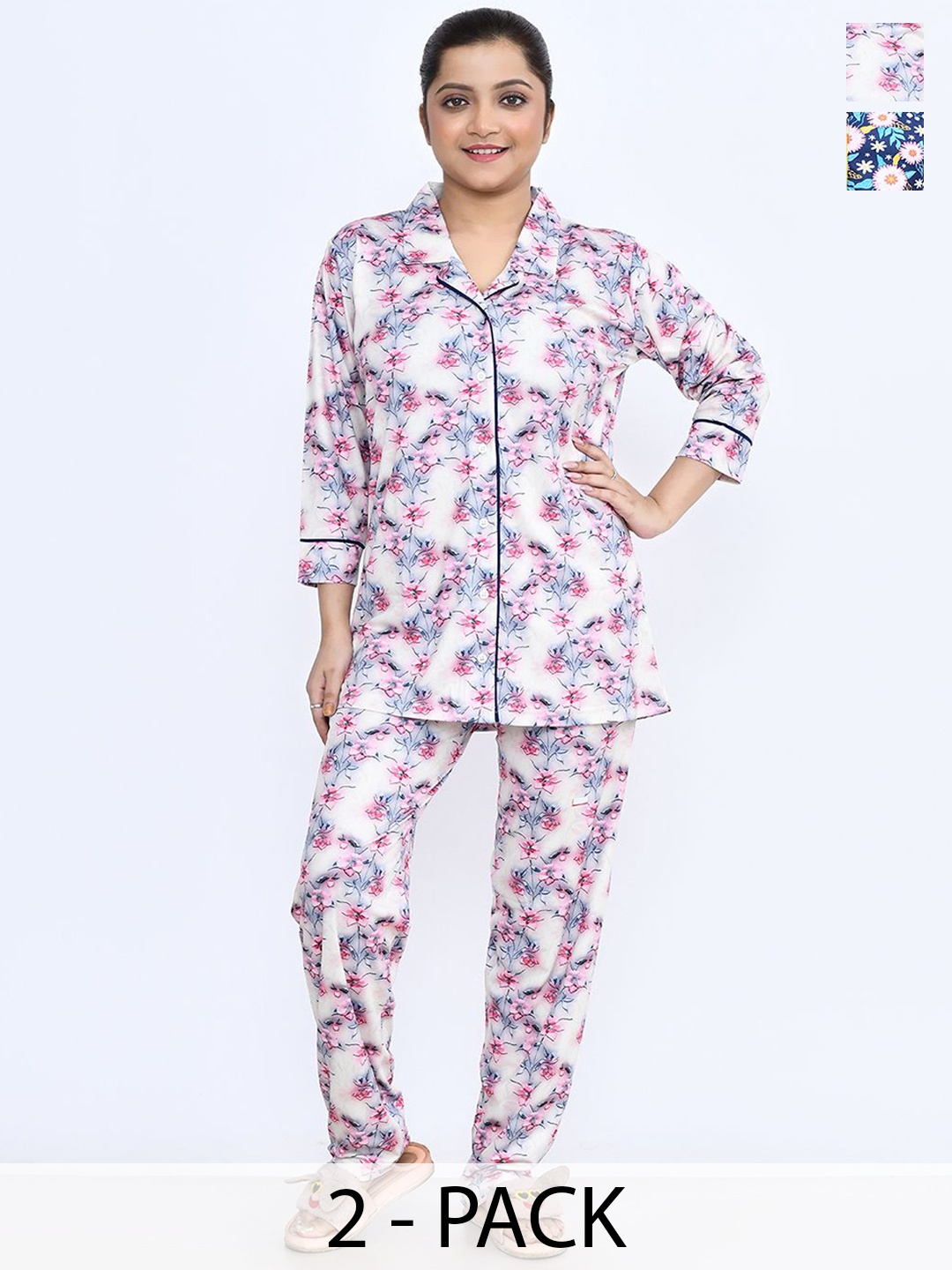 

RAPL Women Printed Night suit, White