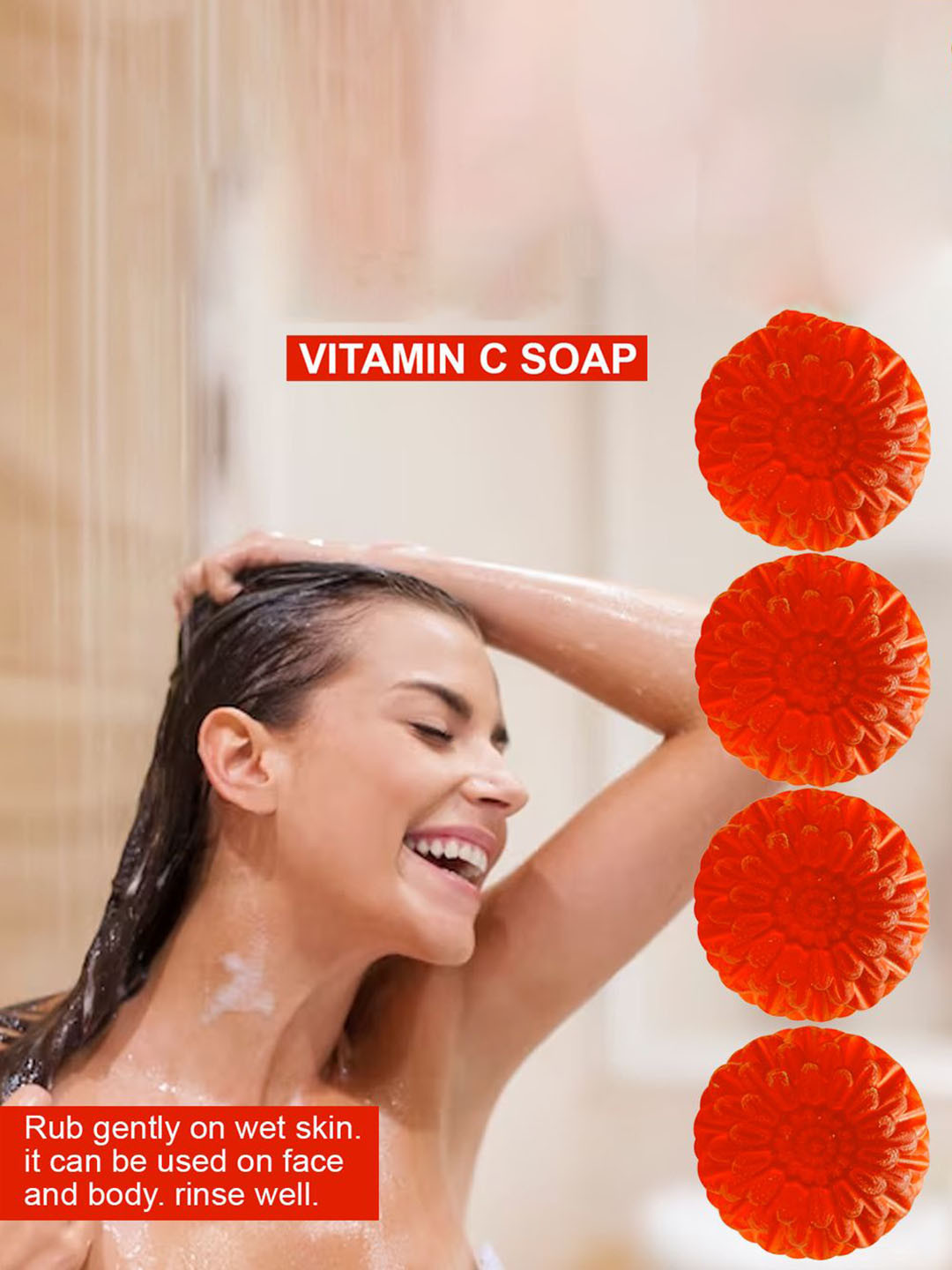 

GROOVY Set Of 4 Vitamin C Soap- 100 g Each, Red
