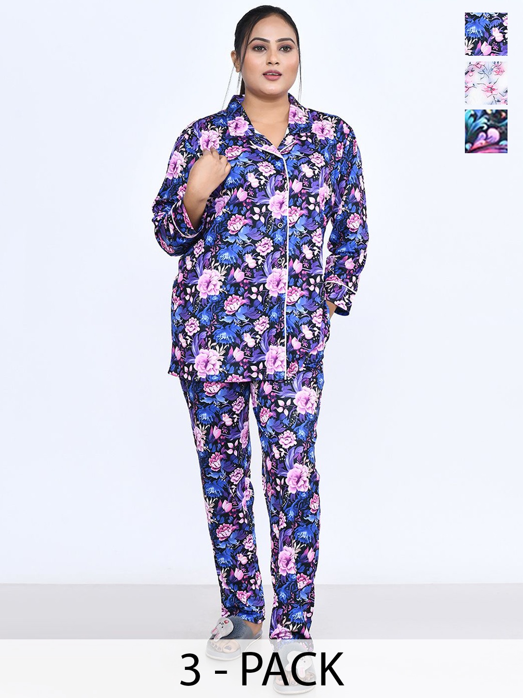 

RAPL Women Printed Night suit, White