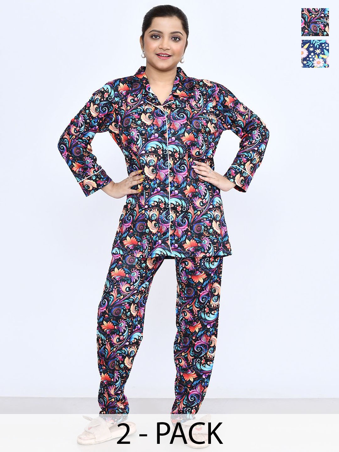 

RAPL Women Printed Night suit, Blue