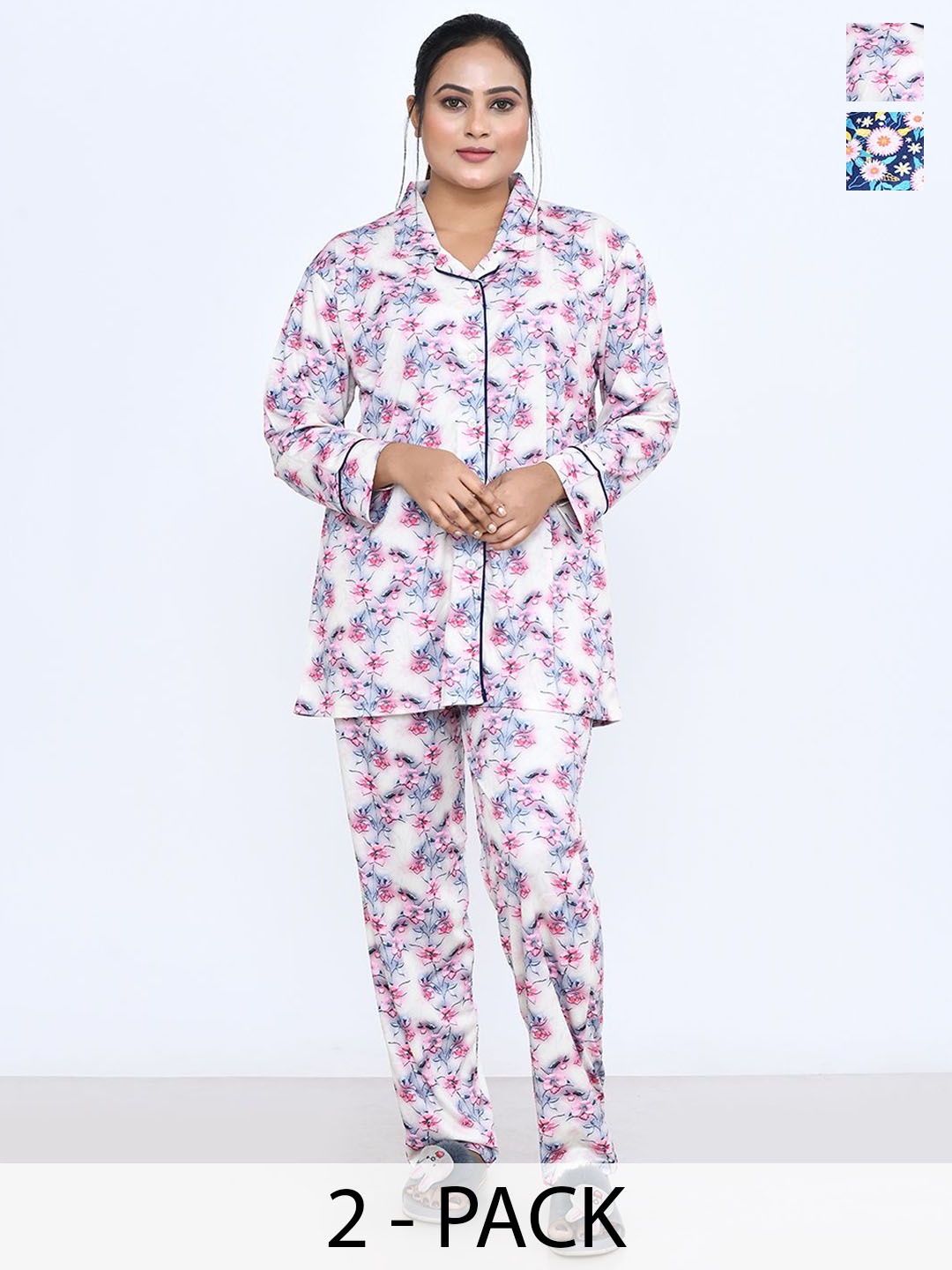 

RAPL Women Printed Night suit, White