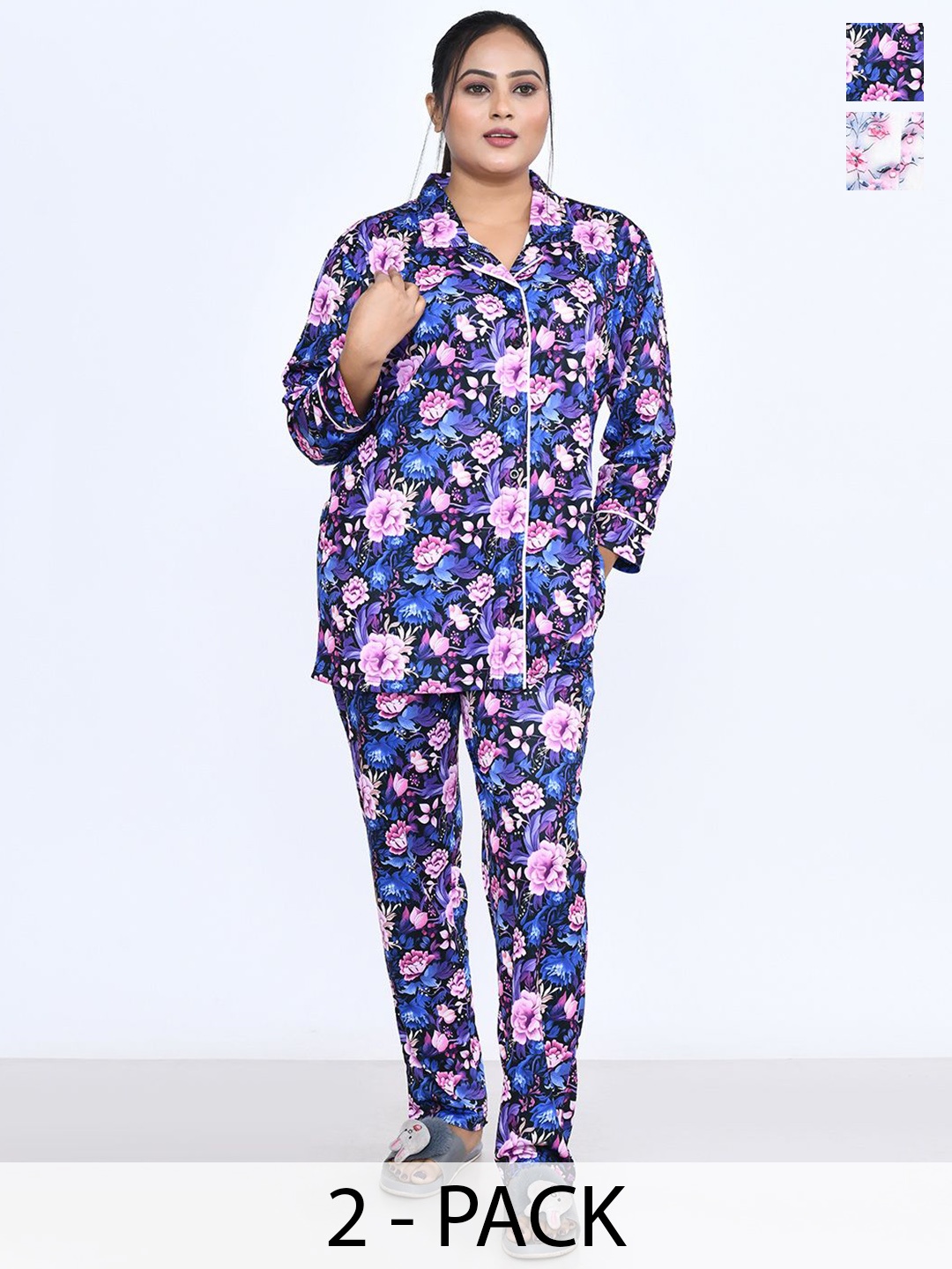 

RAPL Women Printed Night suit, White