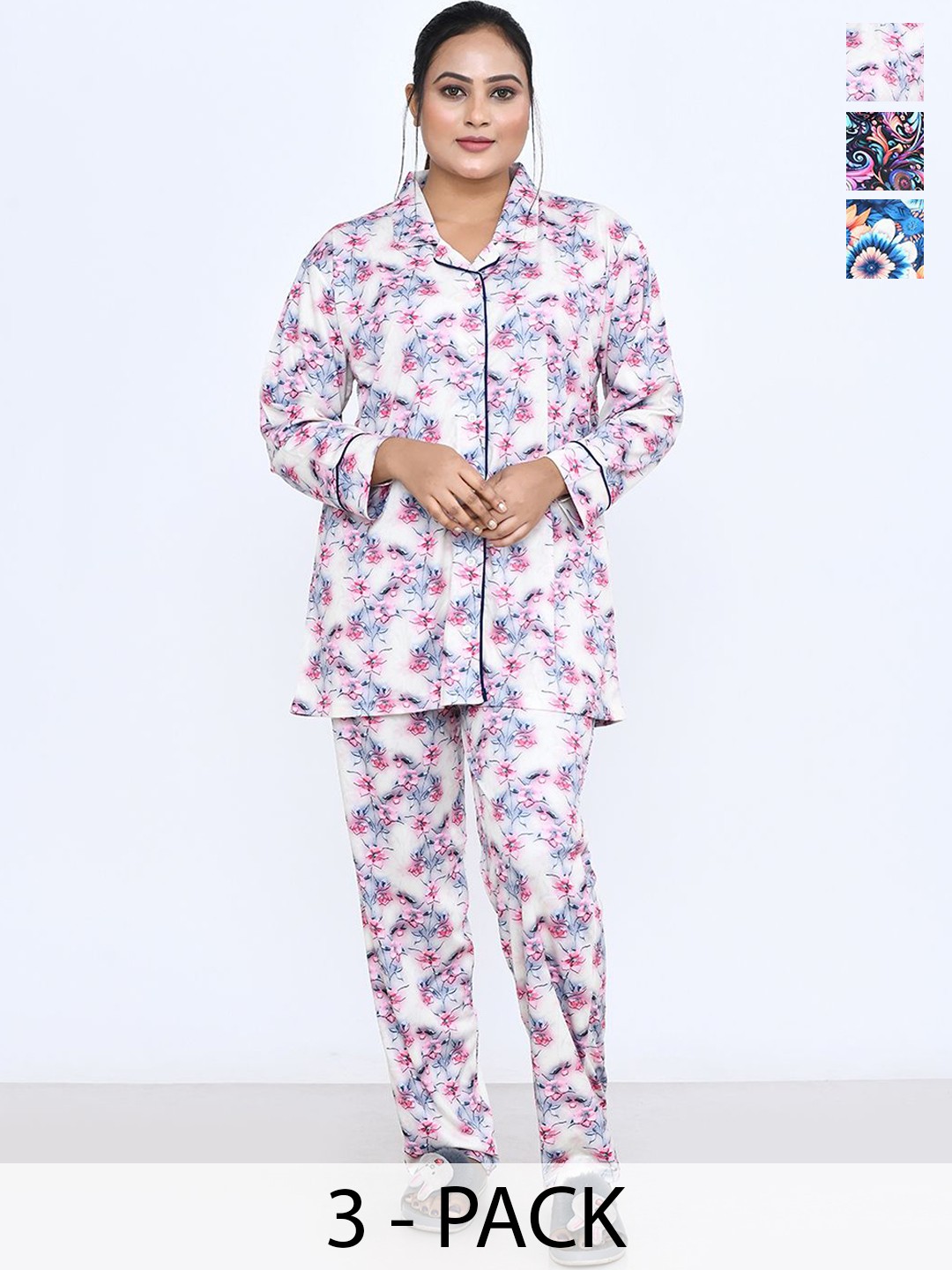 

RAPL Women Printed Night suit, White