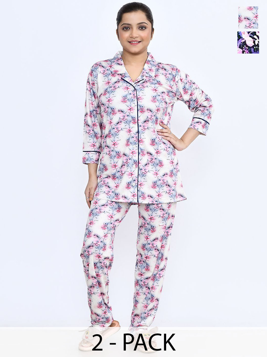 

RAPL Women Printed Night suit, White