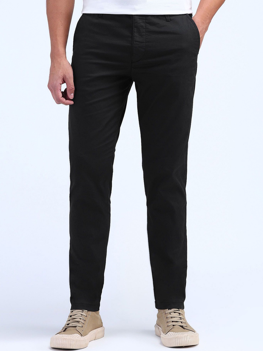 

Flying Machine Men Slim Fit Trousers, Black