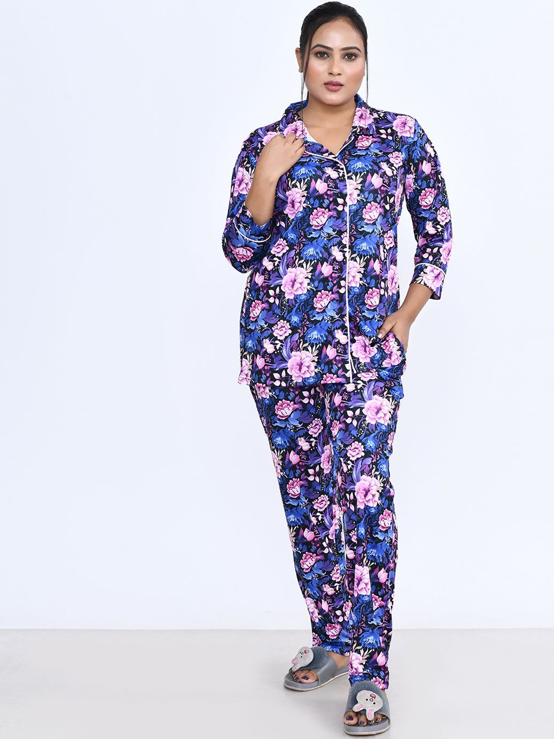

RAPL Women Printed Night suit, Blue
