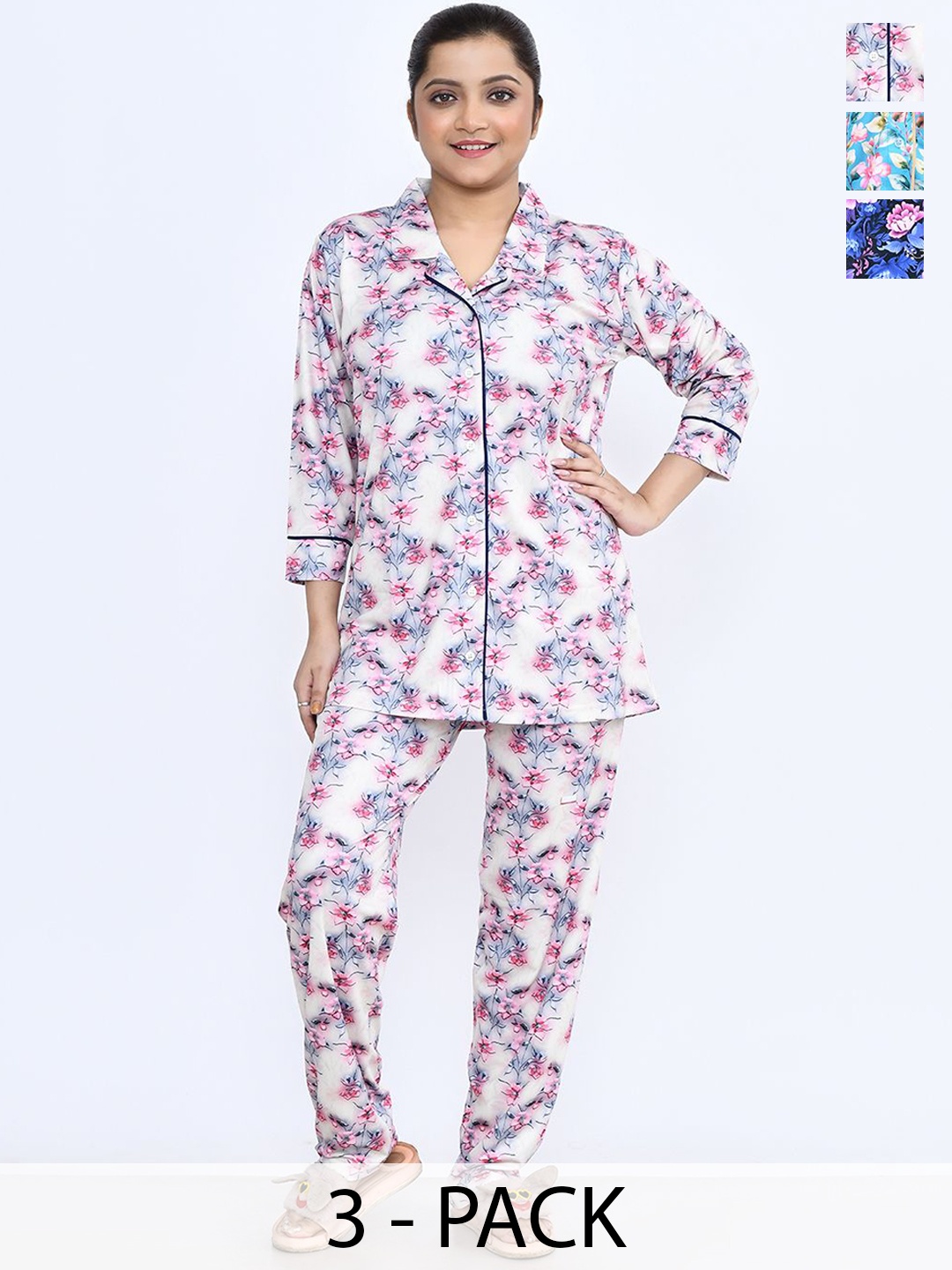 

RAPL Women Printed Night suit, White