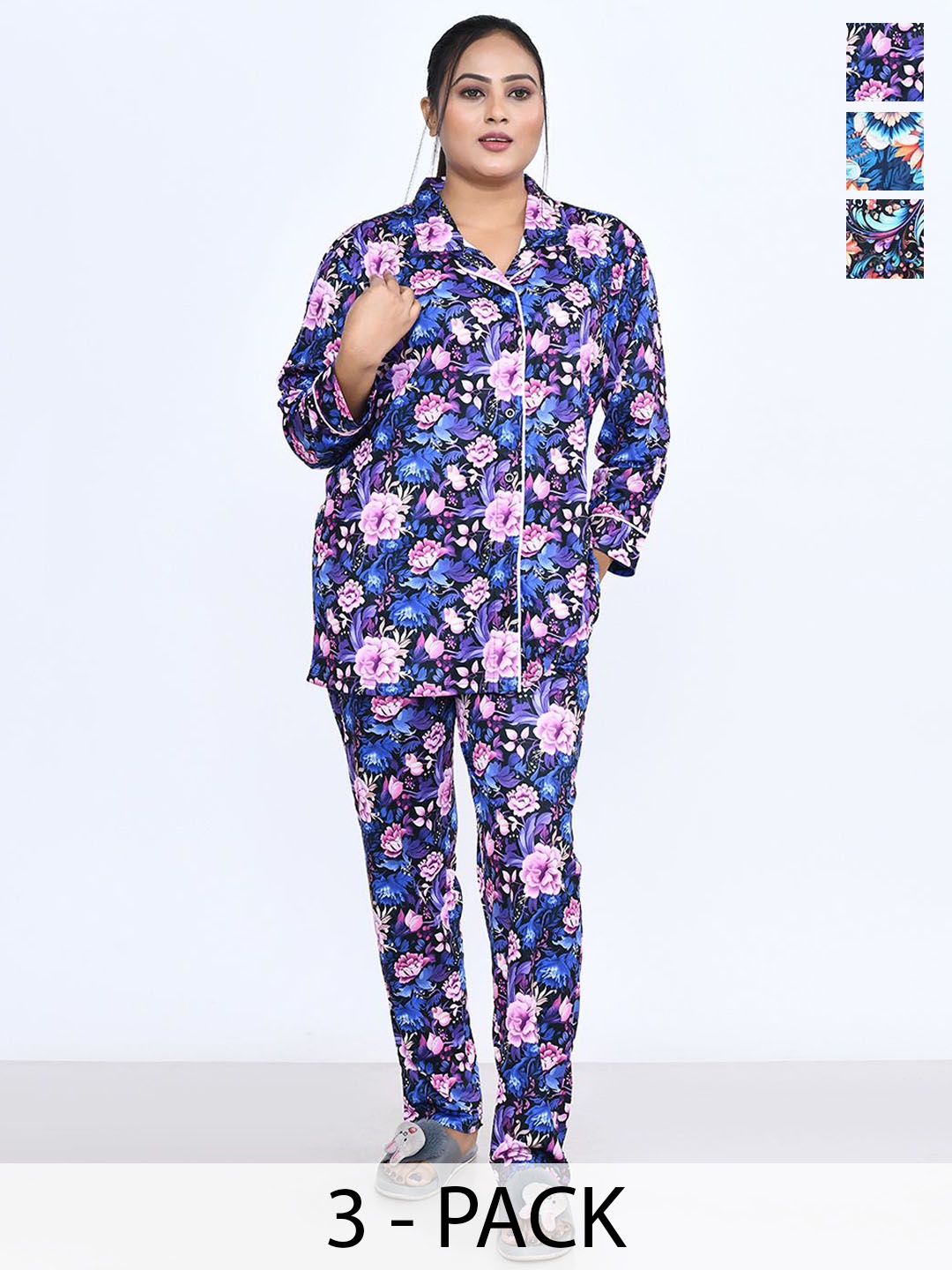 

RAPL Women Printed Night suit, Black