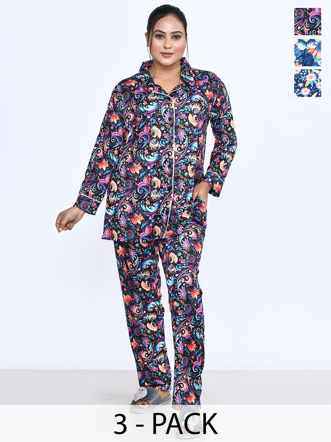 

RAPL Women Printed Night suit, Black