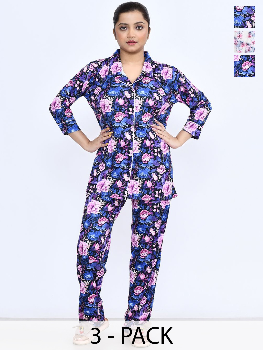 

RAPL Women Printed Night suit, White