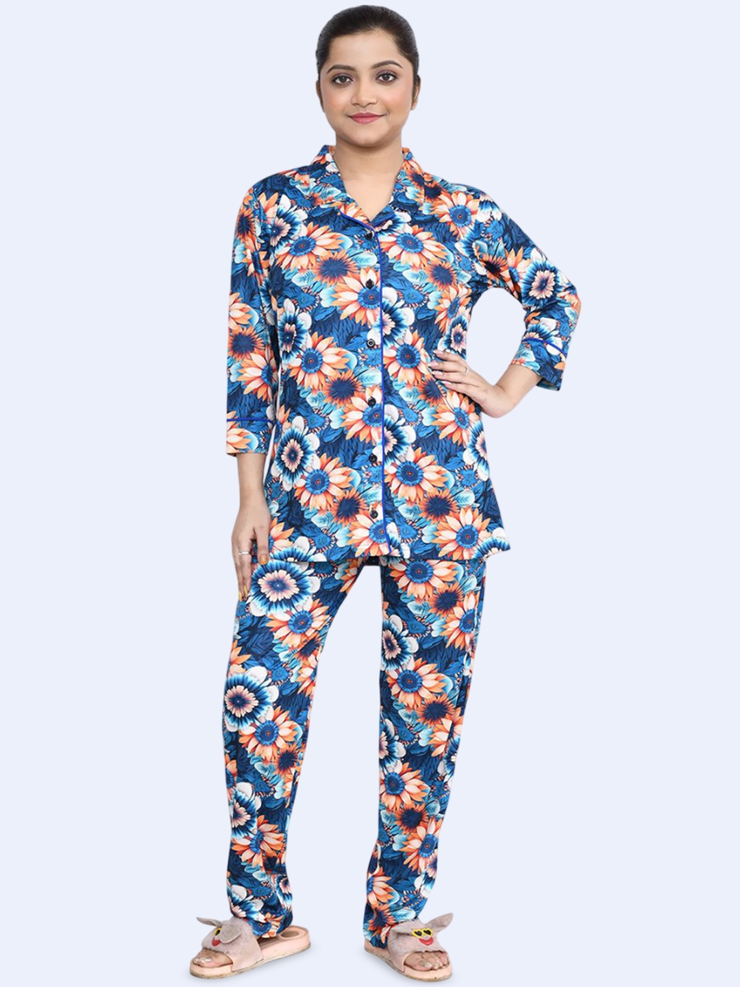 

RAPL Women Printed Night suit, Navy blue