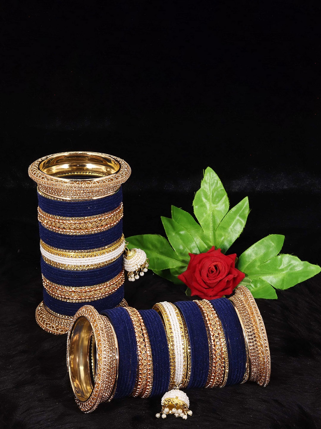 

ZULKA Set Of 82 Stone-Studded Bangles, Blue