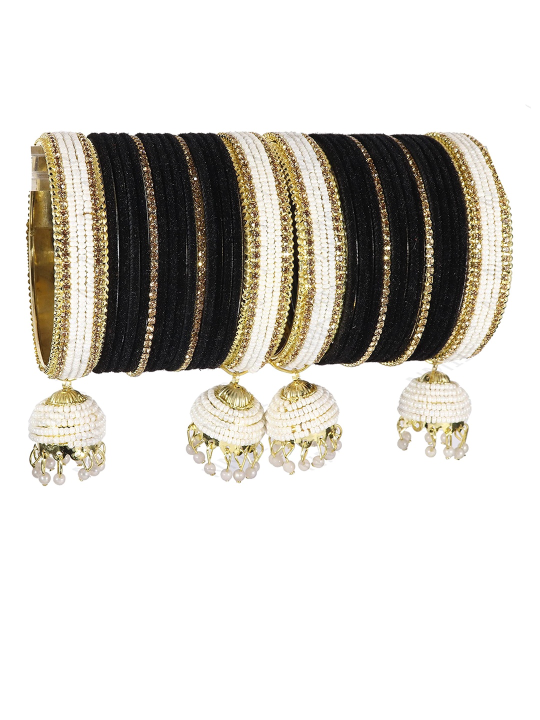 

ZULKA Set Of 32 Stone-Studded Bangles, Black
