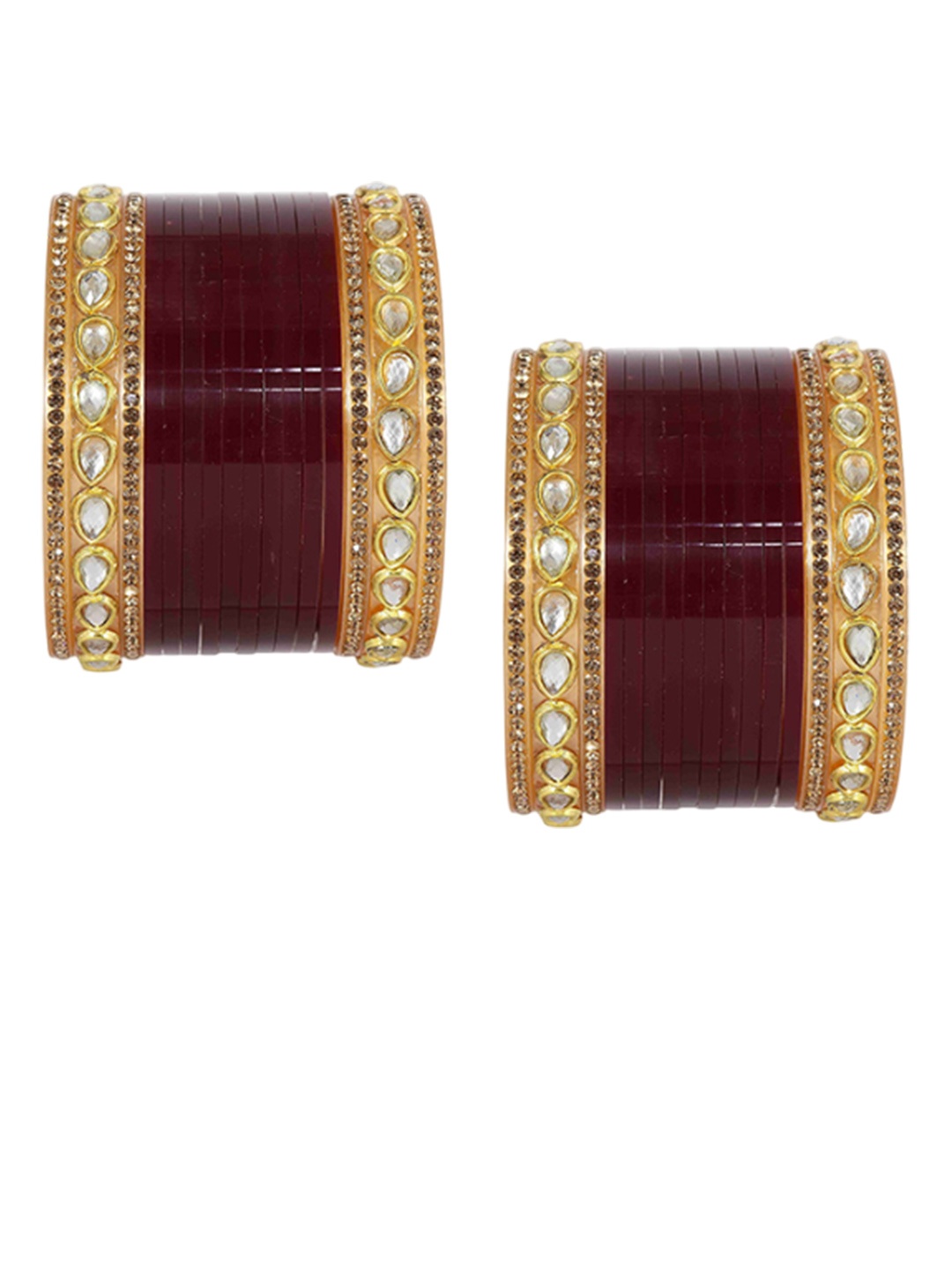 

ZULKA Set Of 32 Stone-Studded Bangles, Maroon