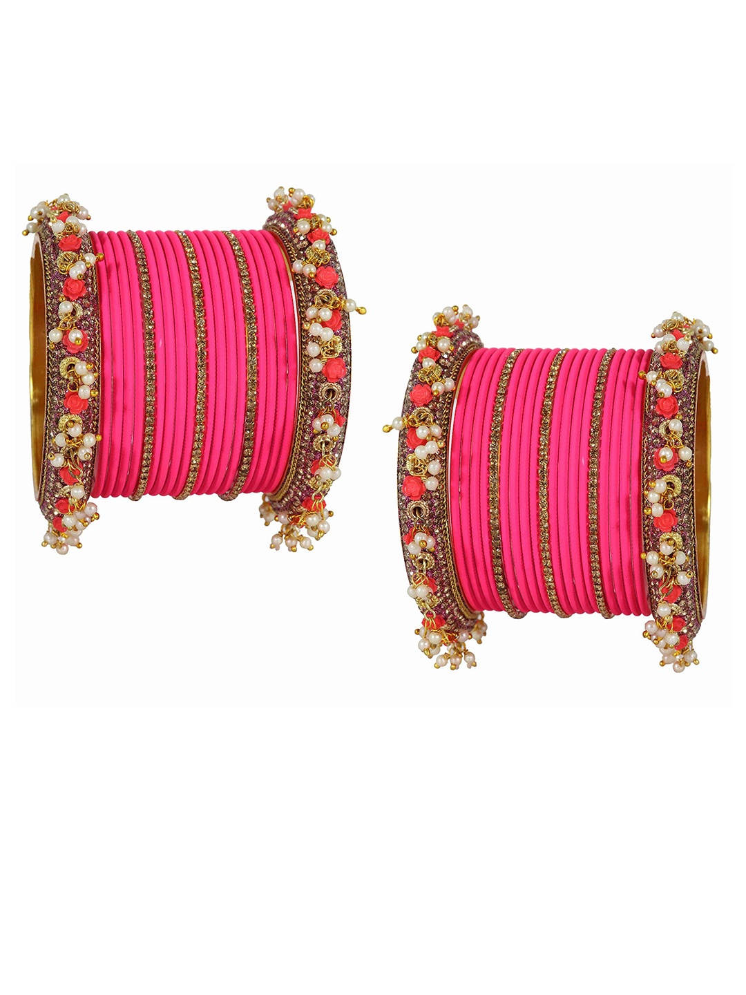 

ZULKA Set Of 42 Stone-Studded Bangles, Red