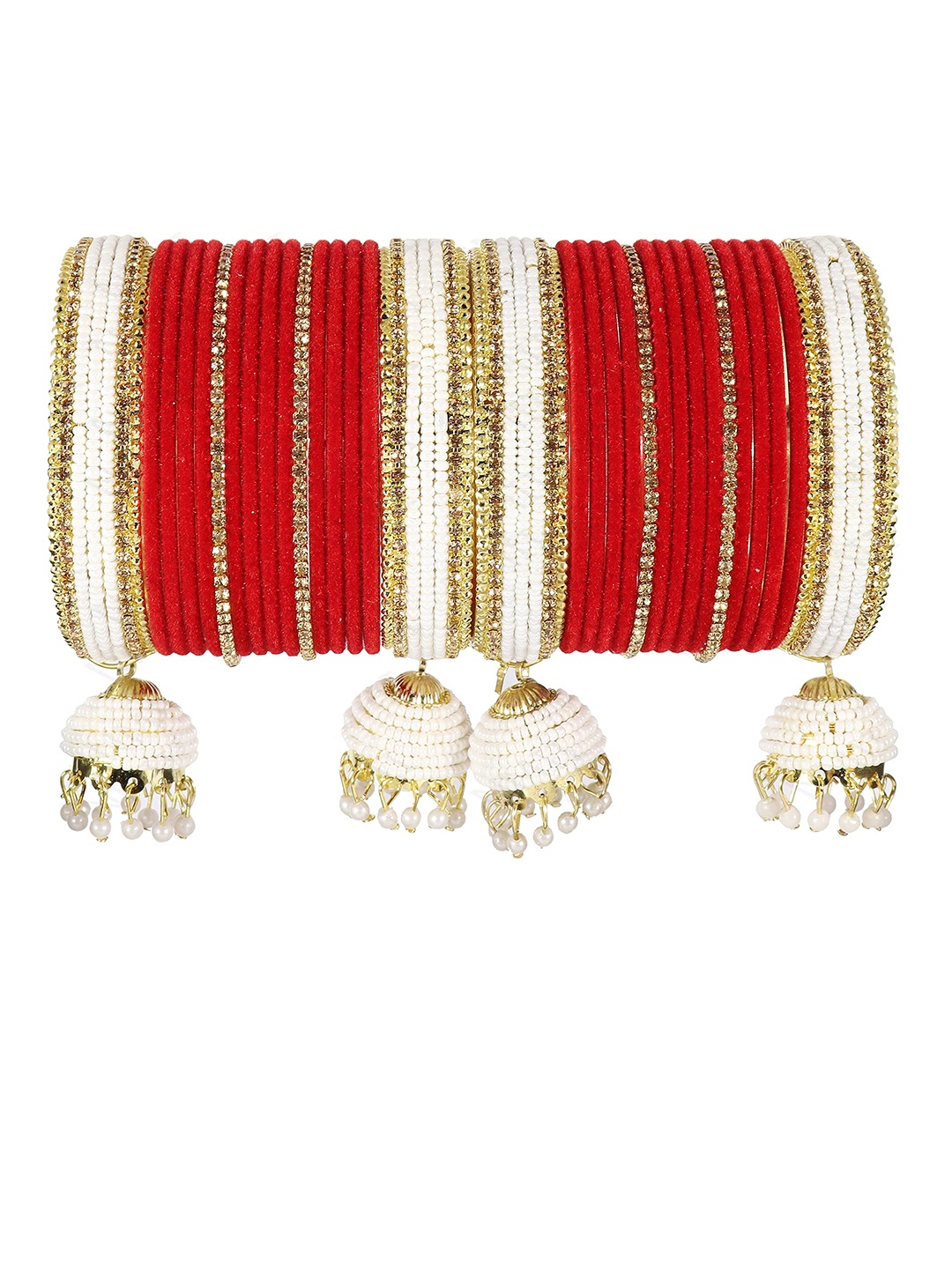 

ZULKA Set Of 32 Stone-Studded Bangles, Red