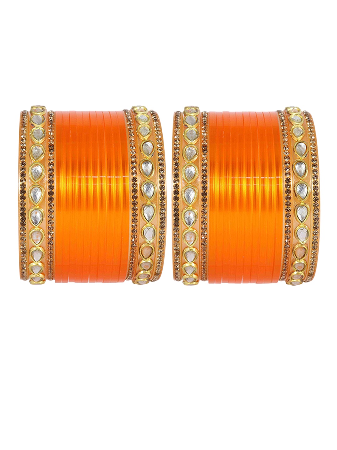 

ZULKA Set Of 32 Stone Studded & Beaded Chuda Bangles, Gold