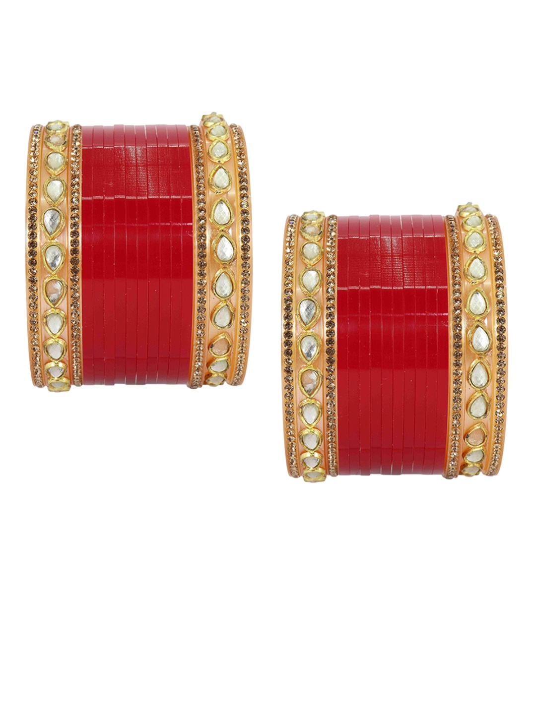 

ZULKA Set Of 32 Stone-Studded Bangles, Red