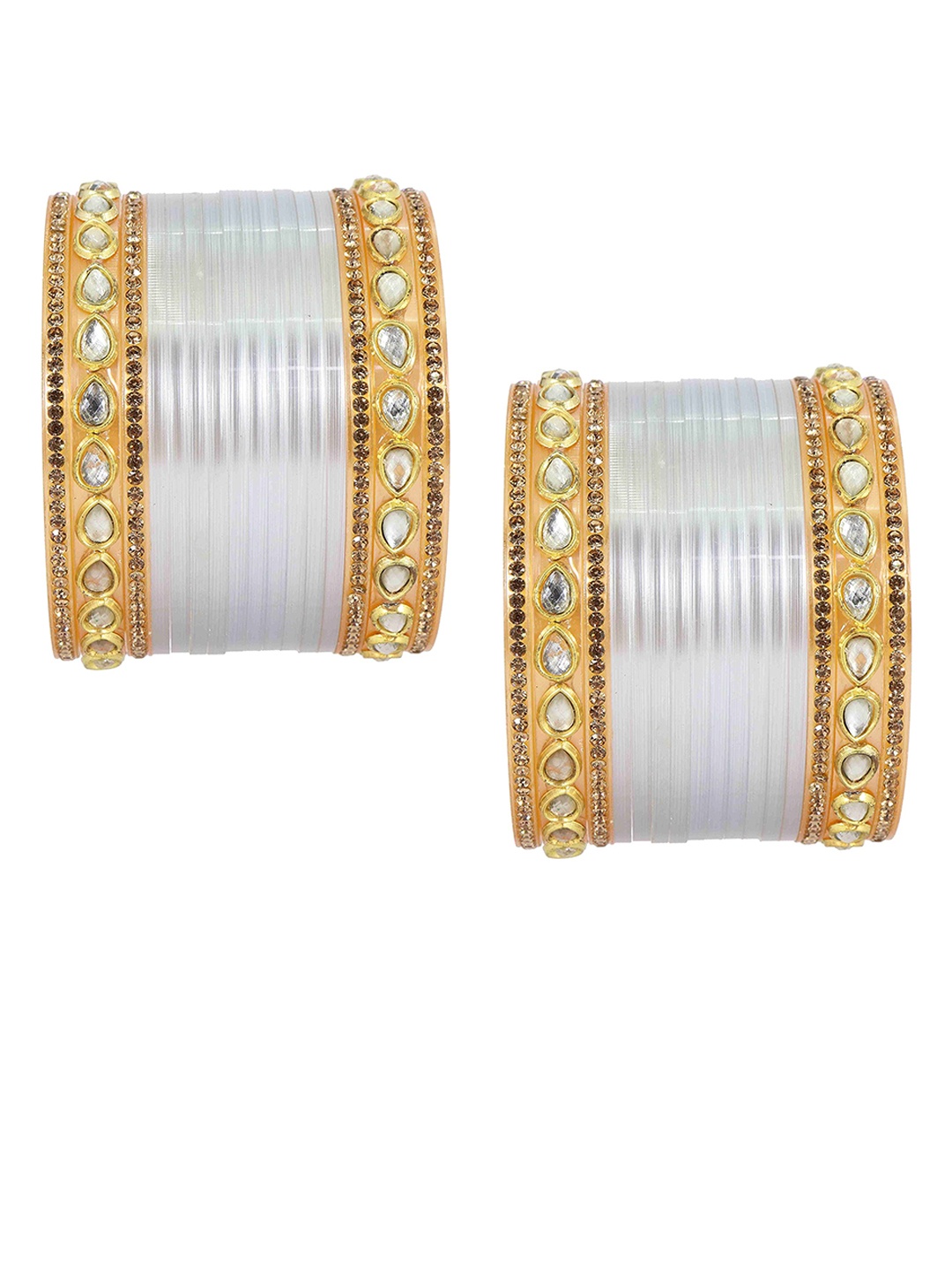 

ZULKA Set Of 32 Stone-Studded Bangles, White