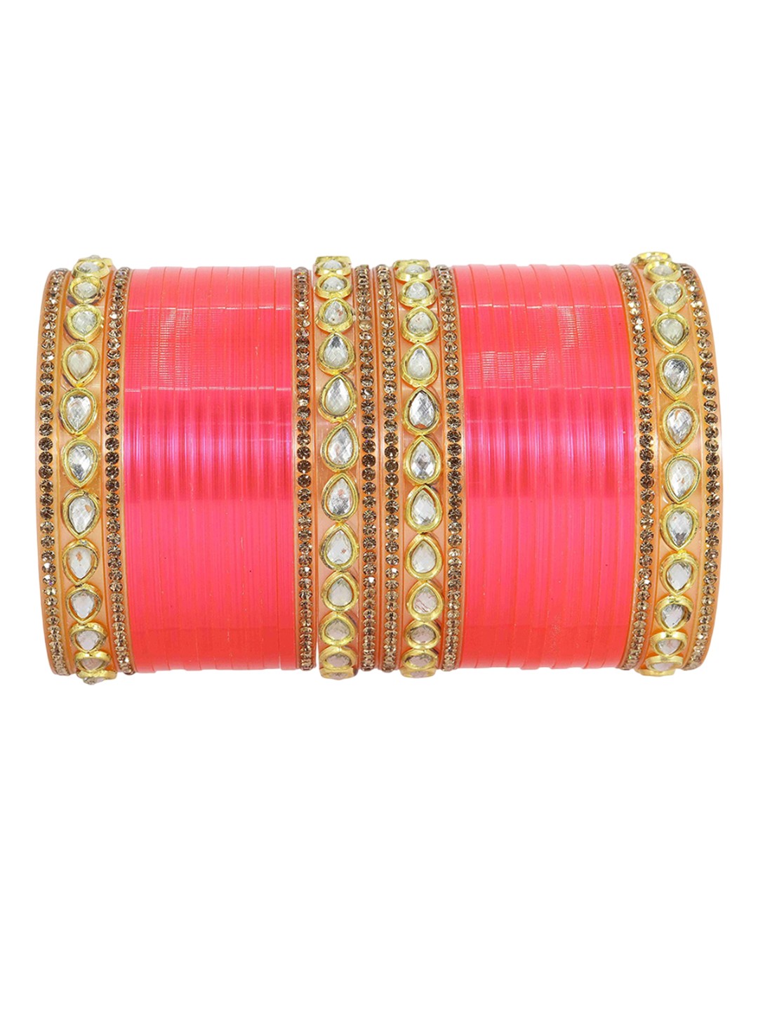 

ZULKA Set Of 32 Stone-Studded Bangles, Pink