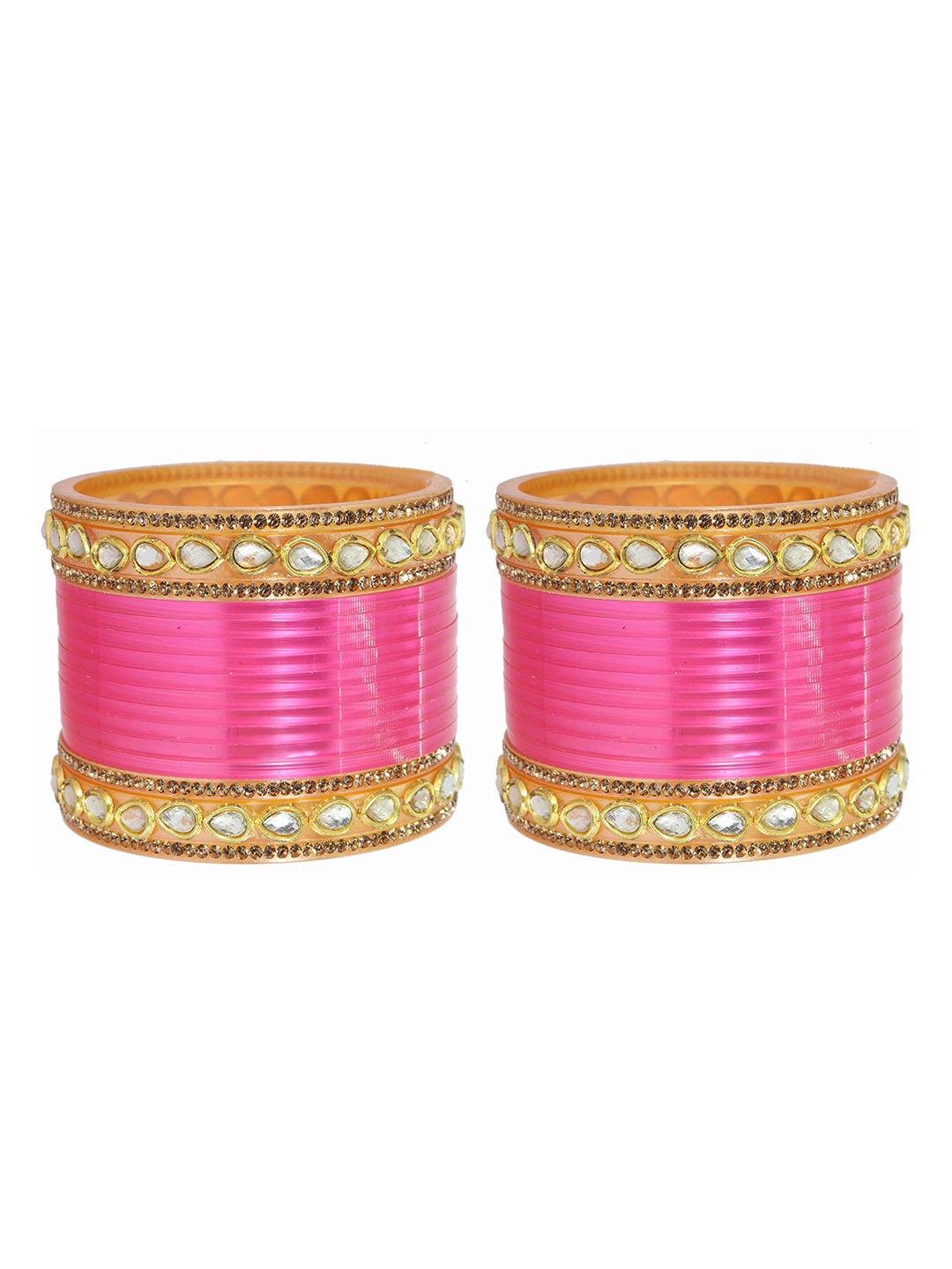 

ZULKA Set Of 32 Cubic Zirconia-Studded & Beaded Chuda Bangles, Gold