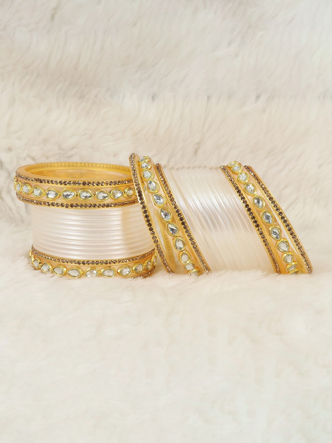 

ZULKA Set Of 32 Stone-Studded Bangles, White