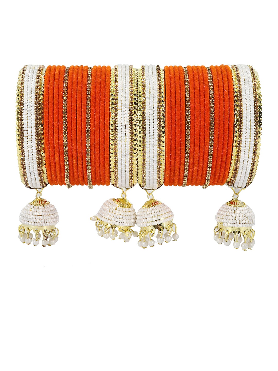 

ZULKA Set Of 32 Cubic Zirconia-Studded & Beaded Bangles, Gold