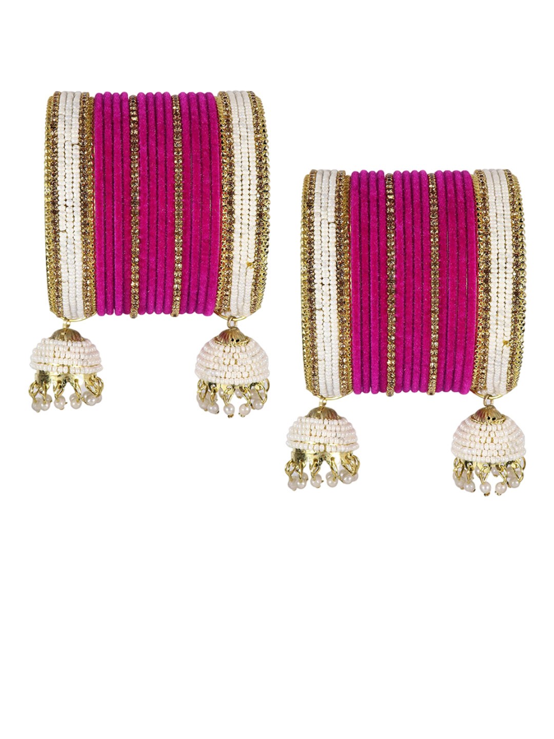 

ZULKA Set Of 32 Stone-Studded Bangles, Magenta