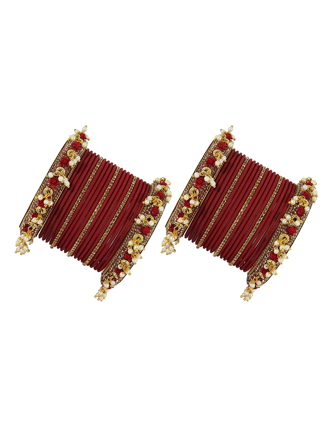 

ZULKA Set Of 42 Cubic Zirconia-Studded & Beaded Bangles, Gold