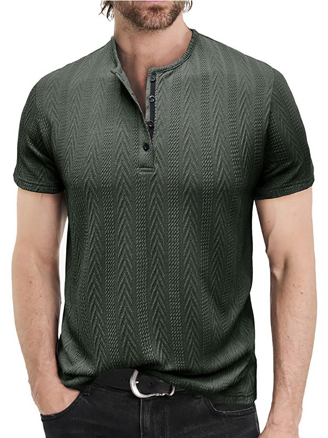 

StyleCast x Revolte Men Raw Edge T-shirt, Green