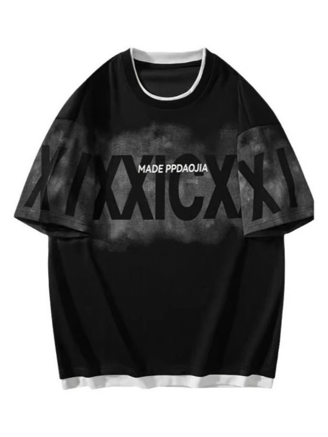 

StyleCast x Revolte Men Typography Printed Raw Edge T-shirt, Black