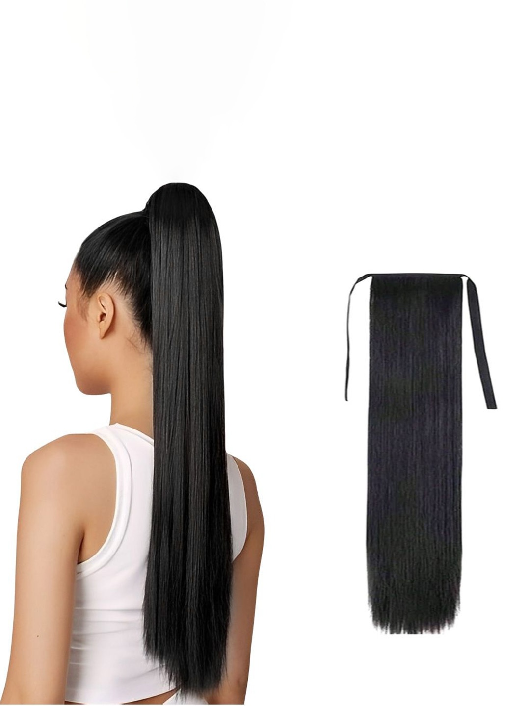 

D-Divine Full Head Ribbon Hair Extension Wig Black 21.6 Inch