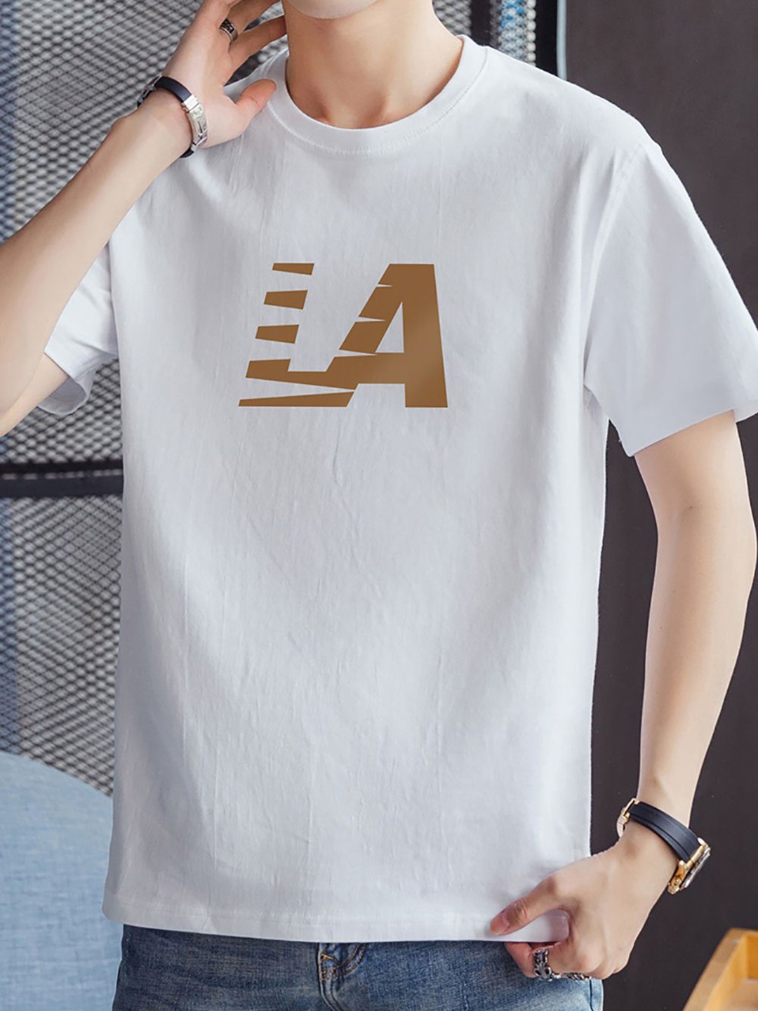 

StyleCast x Revolte Men Typography Printed Raw Edge T-shirt, White