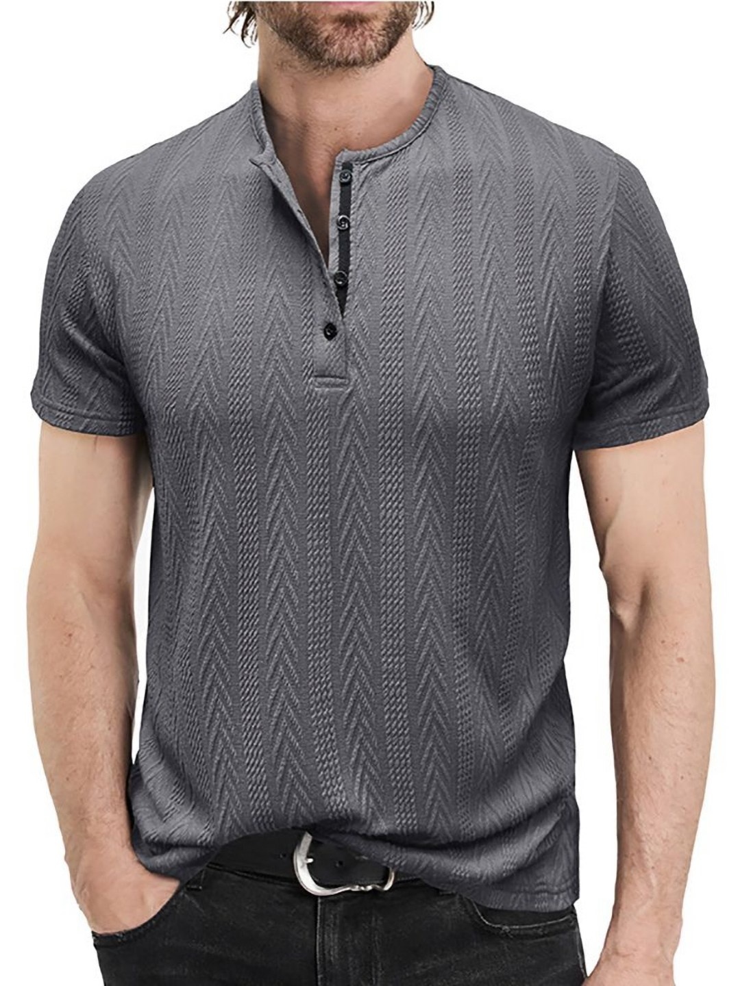 

StyleCast x Revolte Men Raw Edge T-shirt, Grey