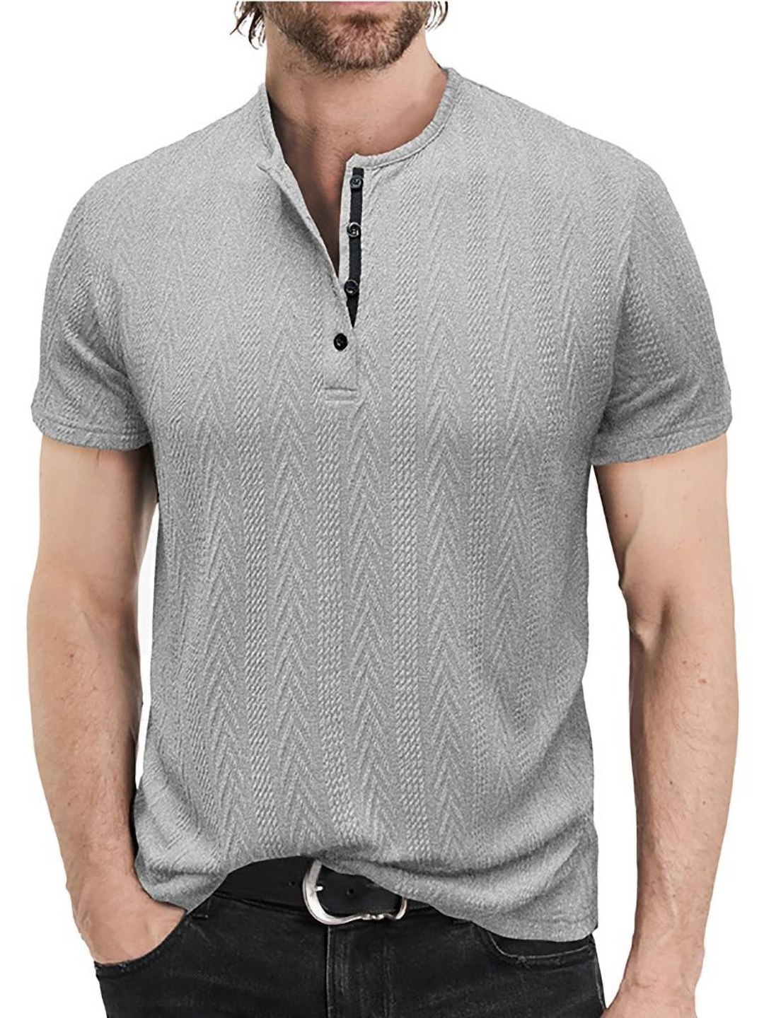 

StyleCast x Revolte Men Raw Edge T-shirt, Grey