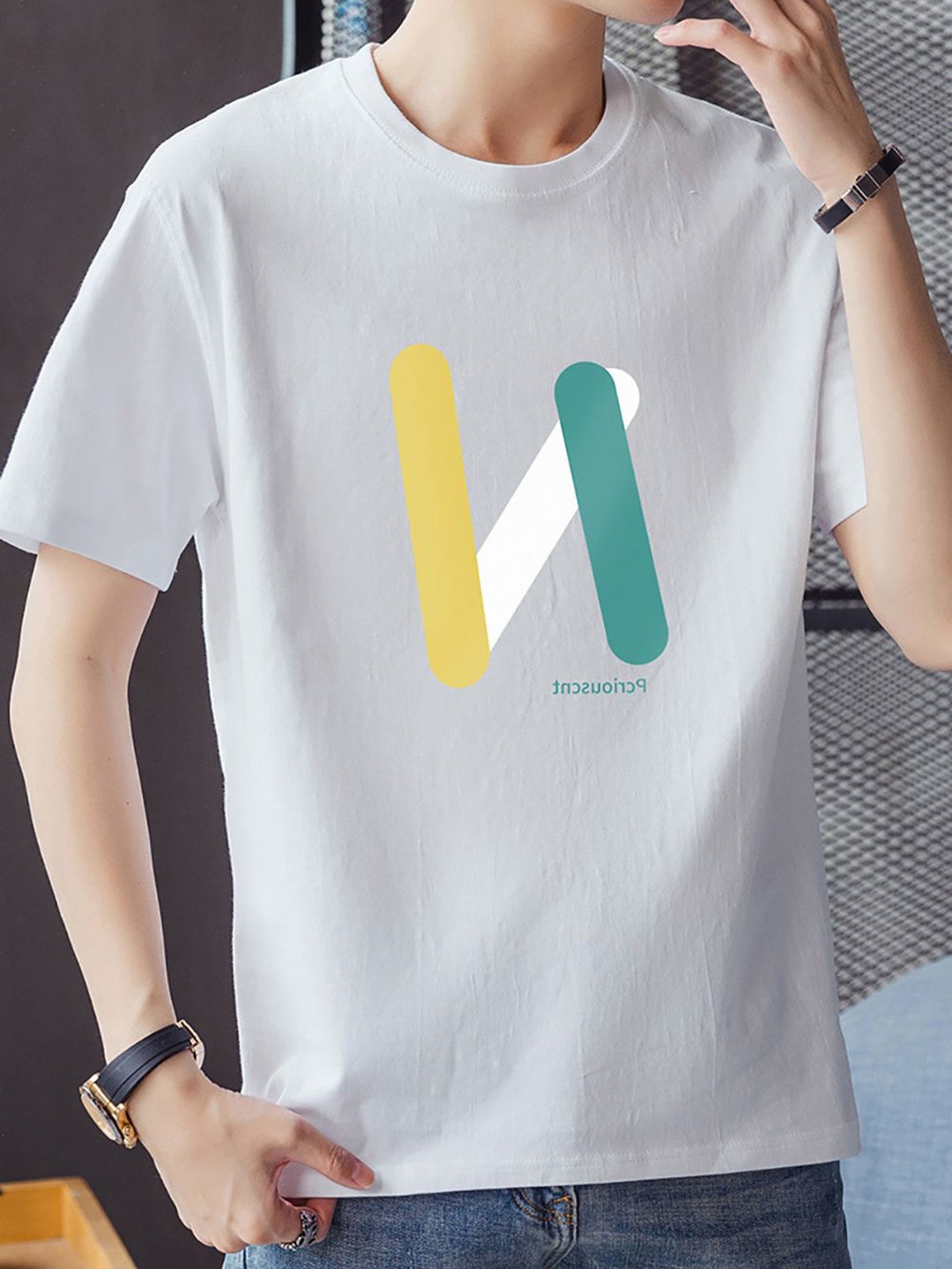 

StyleCast x Revolte Men Typography Printed Raw Edge T-shirt, White