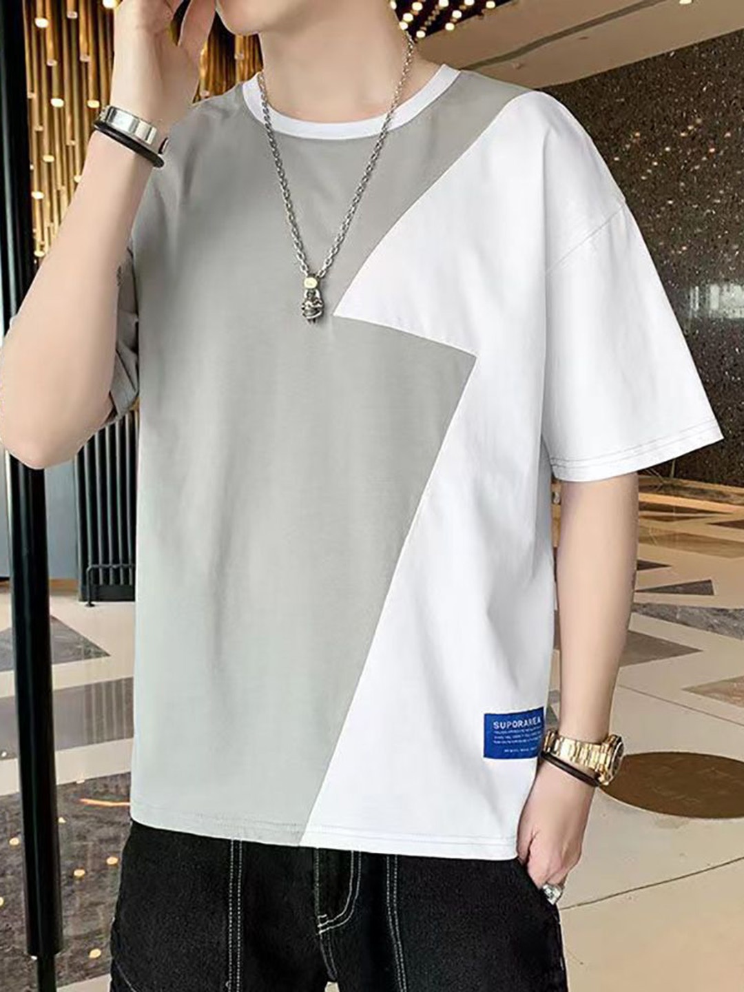 

StyleCast x Revolte Men Raw Edge T-shirt, Green