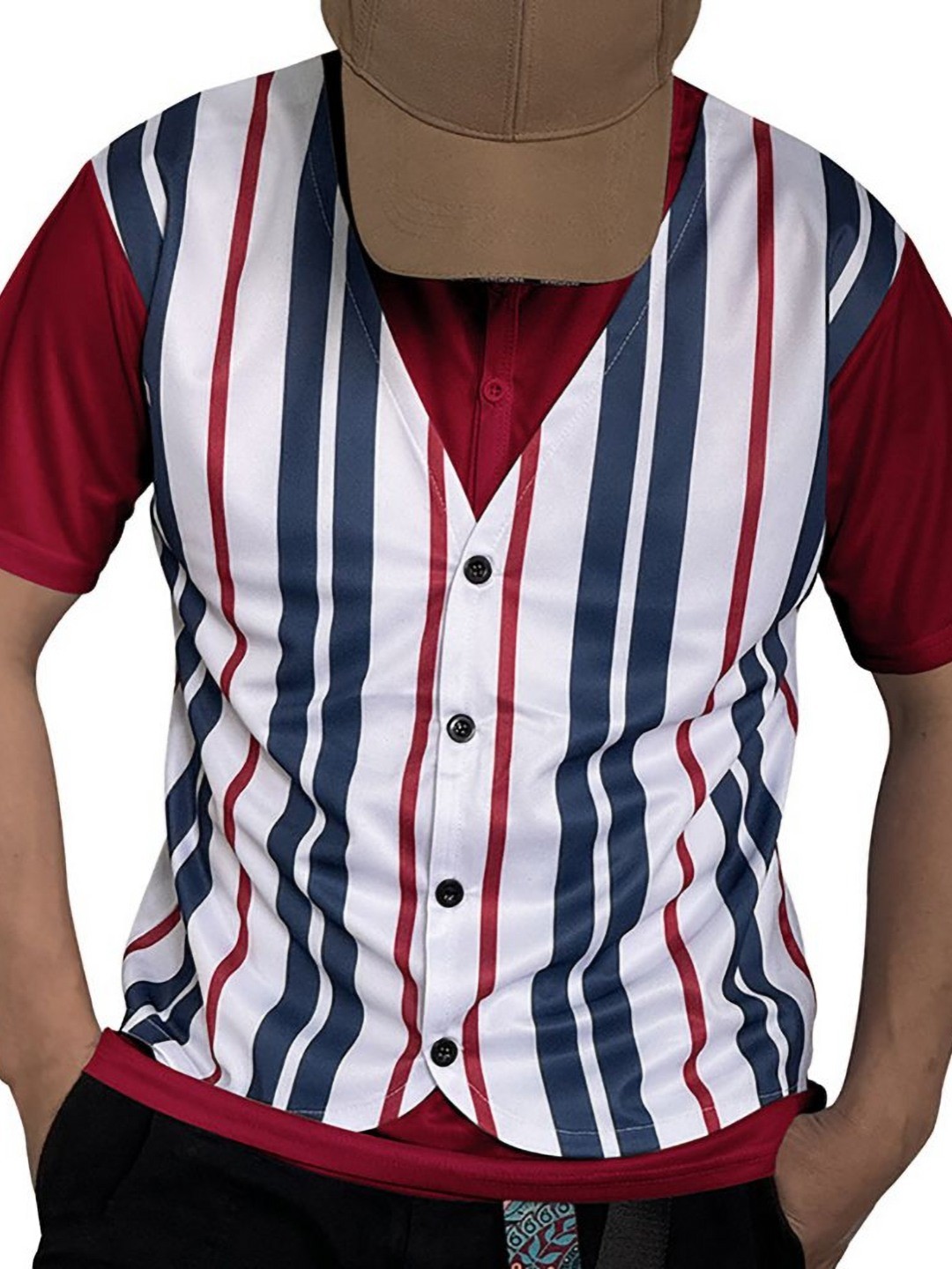 

StyleCast x Revolte Men Raw Edge T-shirt, Maroon