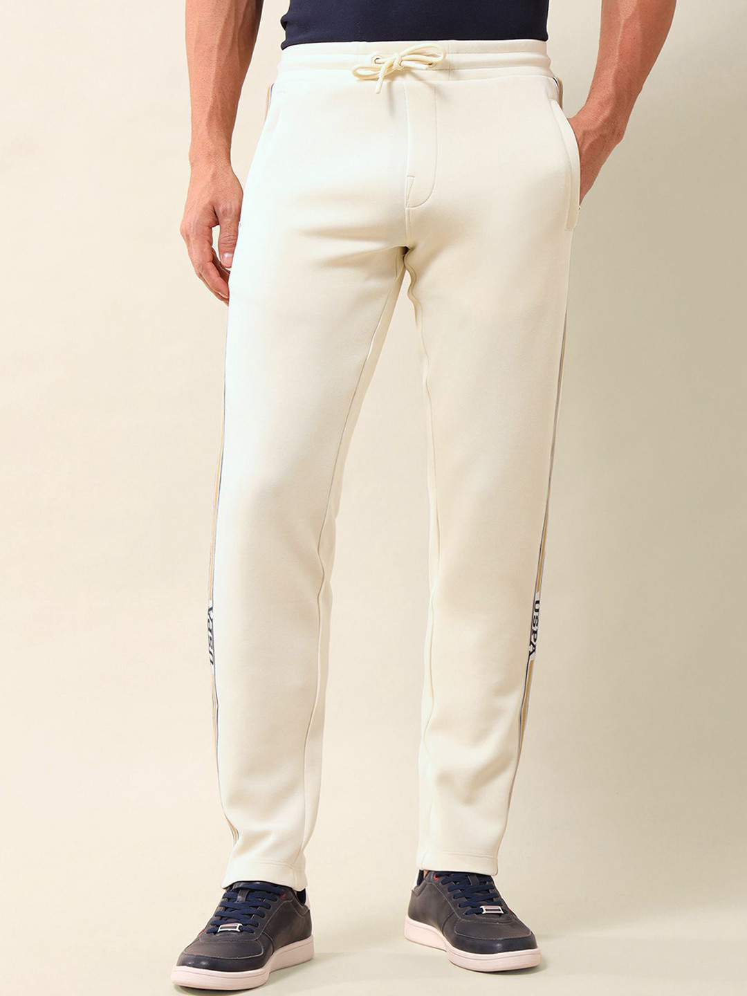

U.S. Polo Assn. Men Slim Fit Track Pants, Off white