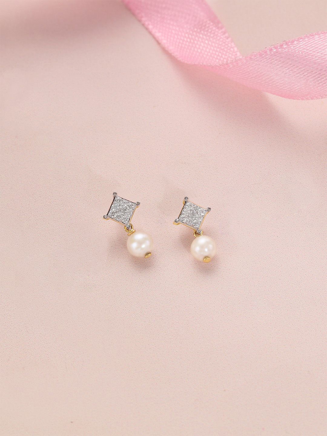 

Mia by Tanishq Ivory Charm Diamond & Gold Stud Earrings