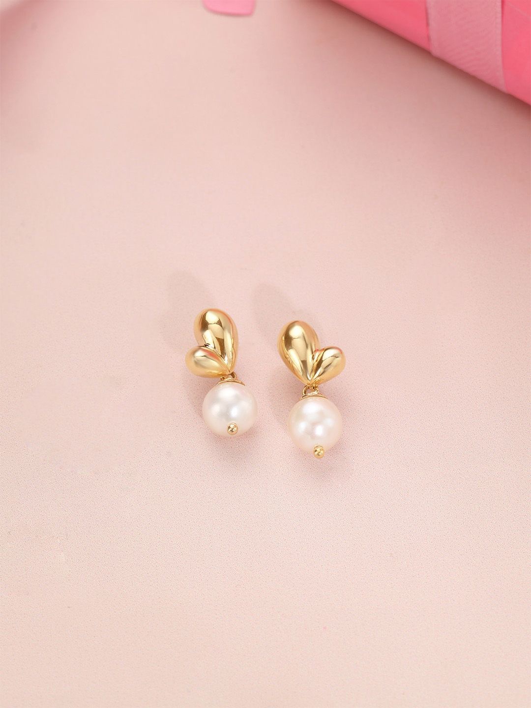 

Mia by Tanishq Mystic Love Pearl & Gold Drop Earrings