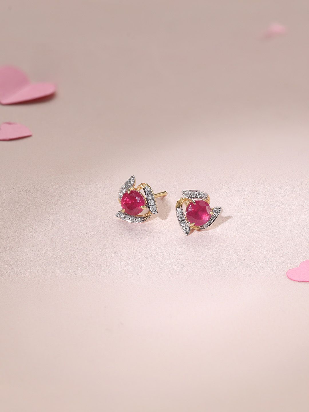 

Mia by Tanishq Ruby Rush Diamond & Gold Stud Earrings