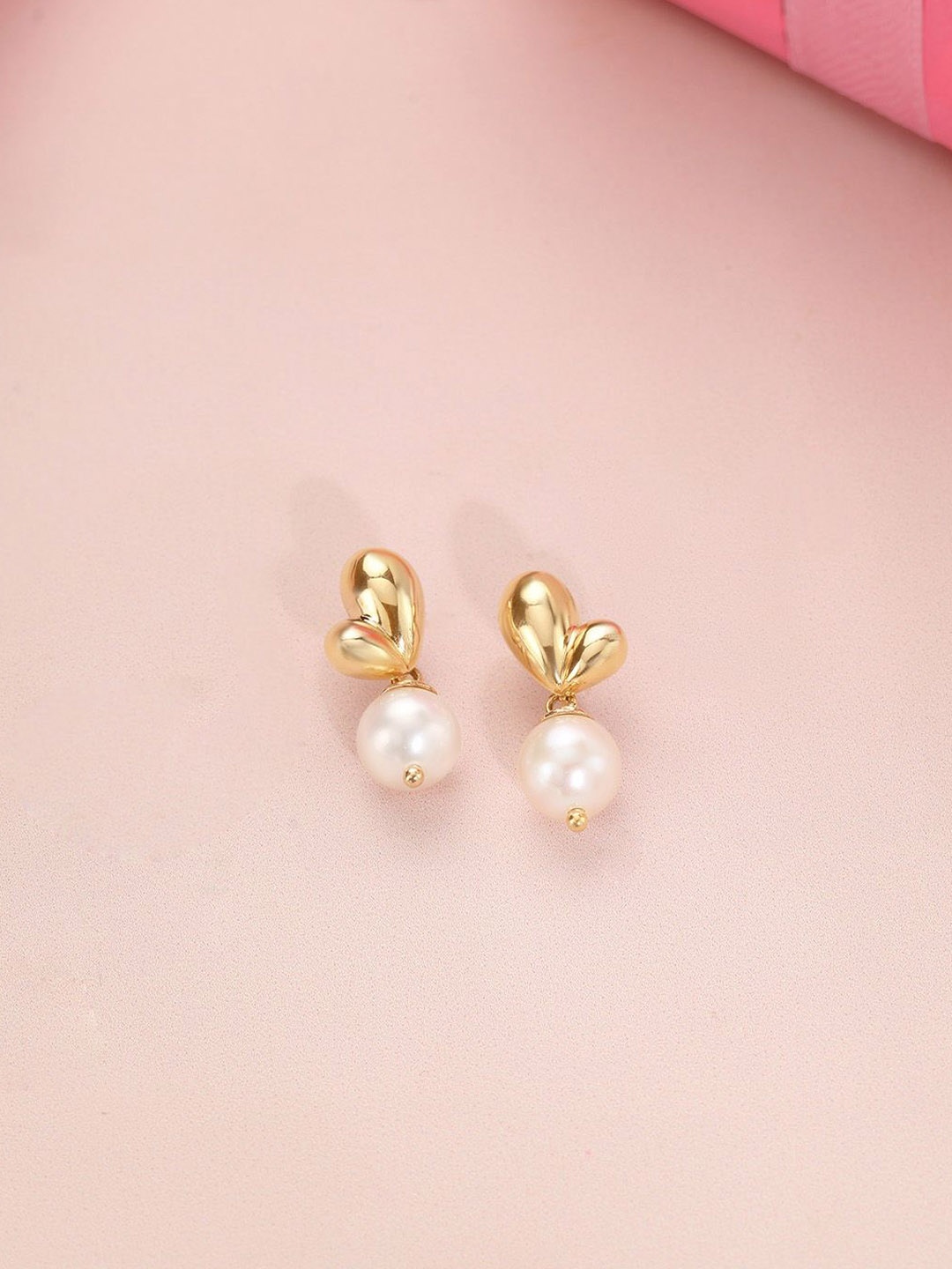 

Mia by Tanishq Mystic Love Pearl & Gold Drop Earrings