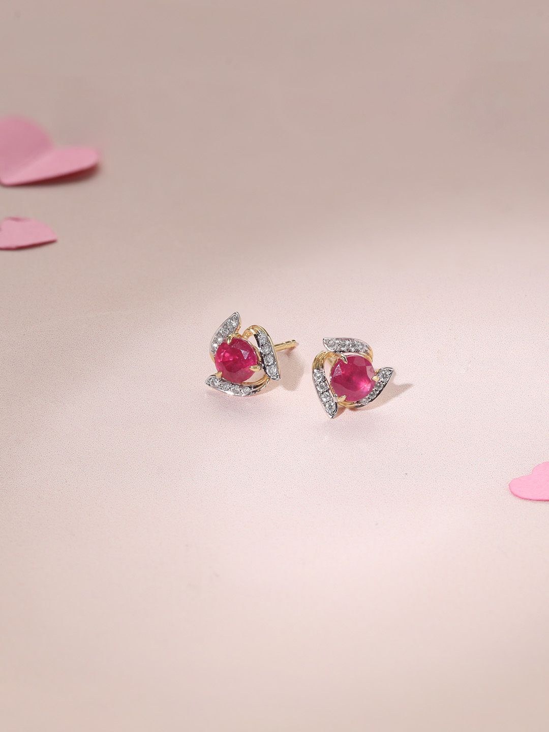 

Mia by Tanishq Ruby Rush Diamond & Gold Stud Earrings