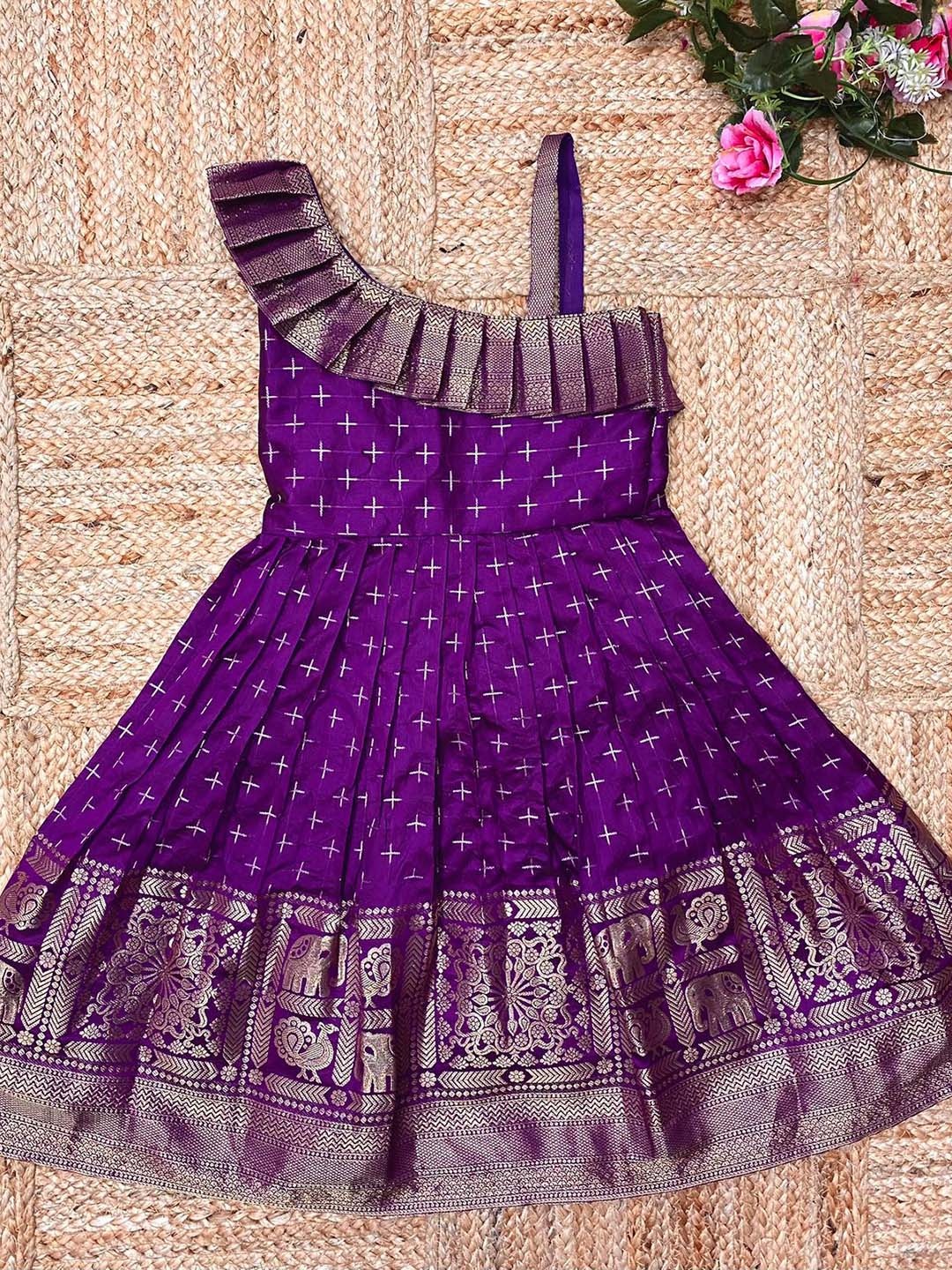 

DEVATITHI Girls Purple Ethnic Motifs Woven Design Ethnic Dress