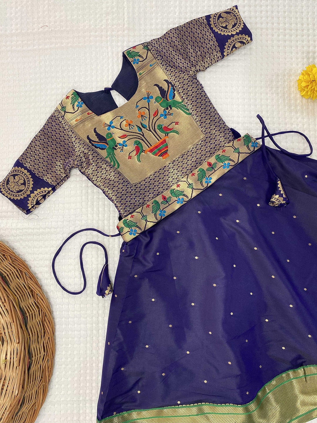 

DEVATITHI Girls Ethnic Motifs Woven Design Ethnic Dress, Blue
